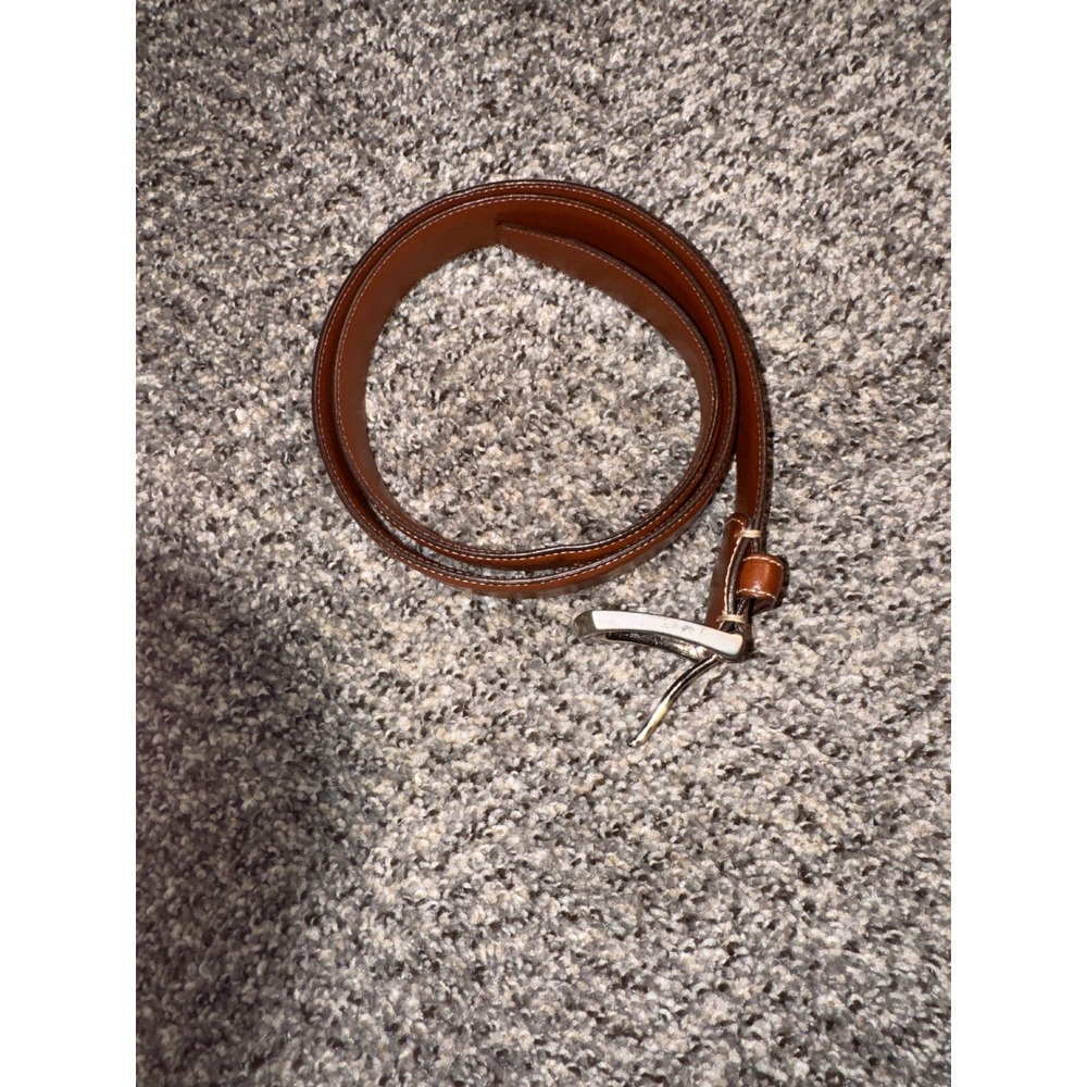 Torino Mens Size 38 Italian Burnished Kipskin Leather Belt Saddle Brown